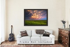 Nature Photography Print – Picture of Mammatus Clouds Over Wheat Field in Kansas
