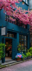 Cherry Blossoms Blue Street Cityscape Architecture Color DIGITAL IMAGE