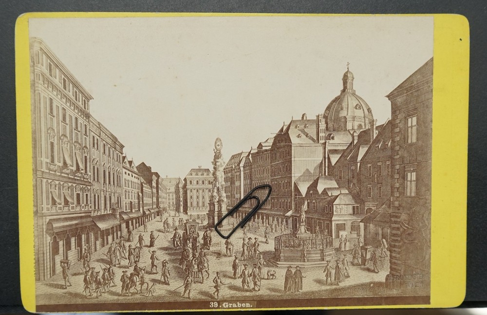 Photo CDV KAB Art Print Trench Vienna Square Stitch View Building Fountain Business