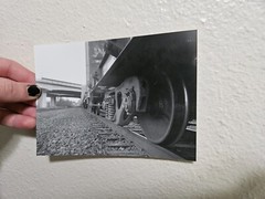 5 by 7 Black and White 35mm Film Photography Hand Made Darkroom Print Railroad