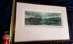 RARE DOUGLAS BUSCH MOUNTAINS TINTED FRAMED PHOTOGRAPH 1983 SIGNED