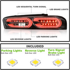 – for [Factory LED Model] 2016-2018 Chevy Camaro Black Full LED Tail Lights Brak