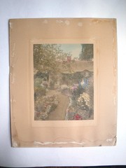 Early 1900s Wallace Nutting LARKSPUR Hand Tinted Colored Photo Signed 7″ x 9″