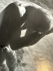 Frank Yamrus “Jeffrey Heart” Nude Kneeling On The Beach Signed 1993 Silver Print