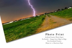 Storm Photography Print – Picture of Lightning Bolt Down Dirt Road in Oklahoma