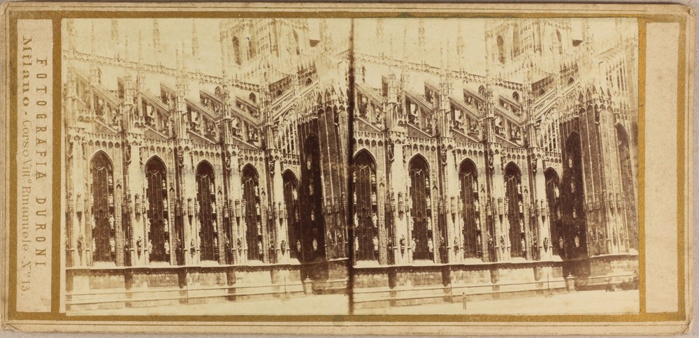 Italy Milan Cathedral c1858 Photo Alessandro Duroni Stereo Vintage Album