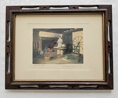 Wallace Nutting Signed Hand Tinted Colorized Photo “Apple Pie” Framed Antique