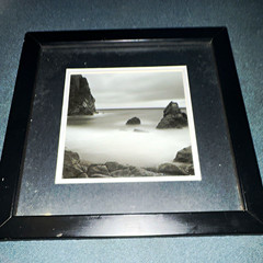 Framed Black & White Seascape Photograph Portrait Landscape Rocks Ocean Coast