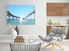 NEW AND OLD BAY BRIDGE, 4×6 » MATTED AND FRAMED PRINT, READY TO HANG, GREAT GIFT