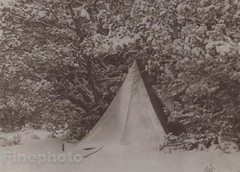 c.1900/72 Photogravure NATIVE AMERICAN INDIAN Winter Camp EDWARD CURTIS 11×14