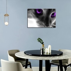 Cat with Purple Eyes Wall Art Painting Pictures Print On Canvas Animal The Pi…