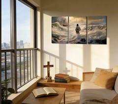 3Pcs Jesus Walking On Water Canvas Wall Art Christian Bible Stories Painting …