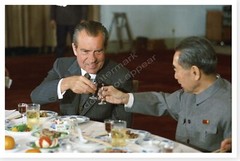 President Richard Nixon With Premier Of China Zhou Enlai Silver Halide Photo