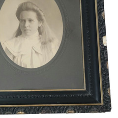 1880’s School Girl Photo Portrait in Large Ornate Antique Wooden Frame 26″x22″