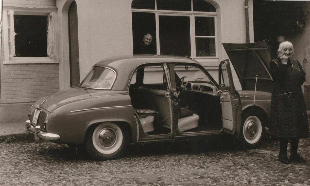 Vintage Photo Women with Renault Dauphine Car Classic Car