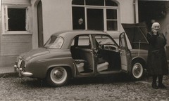 Vintage Photo Women with Renault Dauphine Car Classic Car