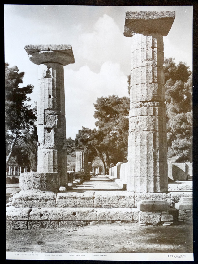 ANTIQUE Vintage NIC STOURNARAS 11×15 Photograph OLYMPIA GREECE Temple of Hera