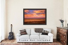 Great Plains Photography Print – Clouds Over Full Moon at Sunrise in Colorado