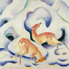 Deer in the Snow Franz Marc 12×12 Art Print