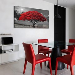 Mofutinpo Black and White Red Tree Wall Art Canvas Print Picture Large Red Tr…