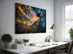 Fairy Art, Vibrant Fantasy Artwork Translucent Wings, Neon Fairy, Magical Glow
