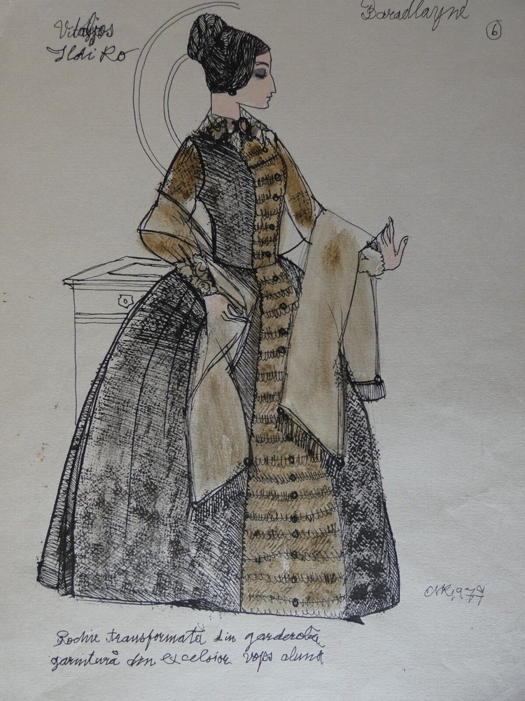 Slotiro – Lady-in-waiting, mixed media, autographed, 1977