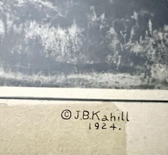 JB Kahill~1924~RARE MAINE B&W Panorama & Diagram~Mountains~Ski Resorts~ Framed