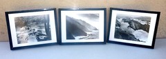 LOT 3 Art Photos WATER Stream Waterfall Coast B&W FRAMED SERIES Modern Stark KA