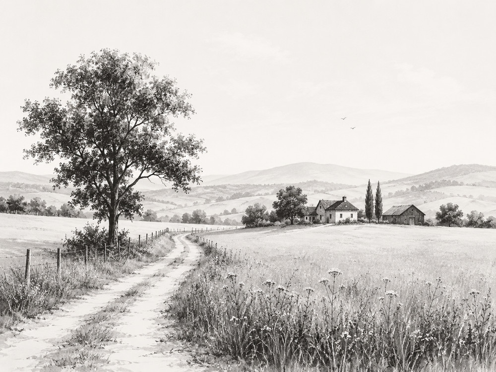 Golden Season — A Monochrome Summer Landscape Digital Download