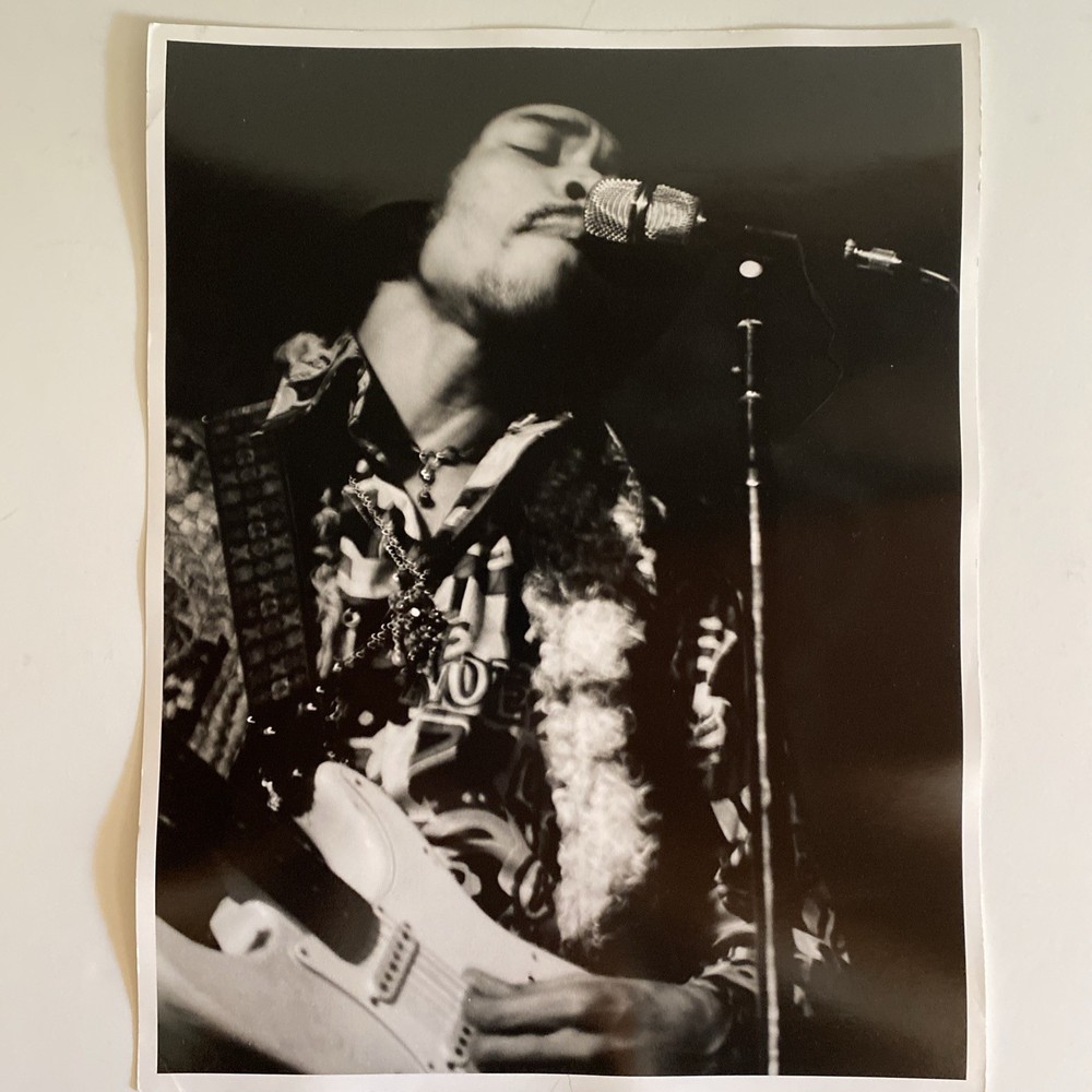 Jimi Hendrix Live Concert Photo 1967 11 x 14” Grant Jacobs Black White Stamped