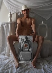 Nude male art model photographs, 1 has other pictures cropped and overlayed