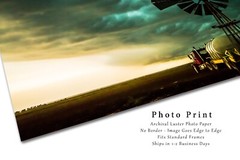 Windmill and Truck Photography Print Storm Picture Oklahoma Photo Country Decor
