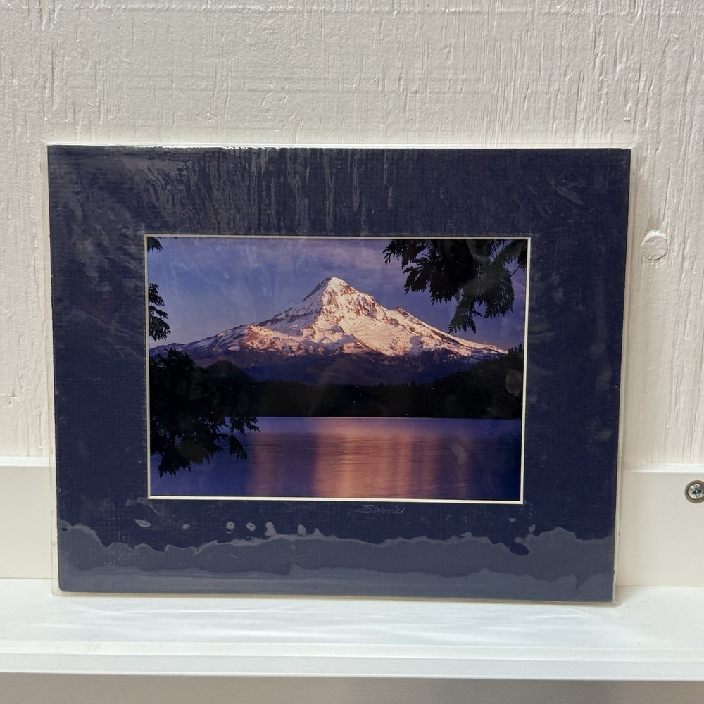 Sherrill SIGNED Matted Photo 8×10 Mt Hood Lost Lake Reflection Alpenglow VTG