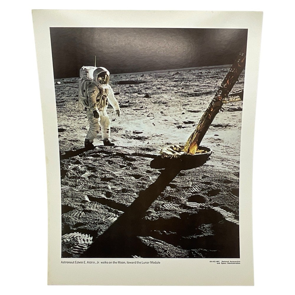 Astronaut Edwin Aldrin Jr Moonwalk NASA Lunar Module Photo 1969