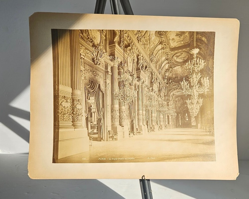 France Paris Le Foyer Public de l’Opera Vintage albumen print Cabinet-Card 14X11