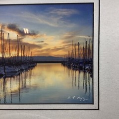 Shilshole Marina & Olympic Mountains at Sunset, Seattle, WA. Art Print! Signed.