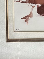 Signed Lee Mann The Barn Yard Framed Photo Print Skagit Valley WA Red Barn Geese