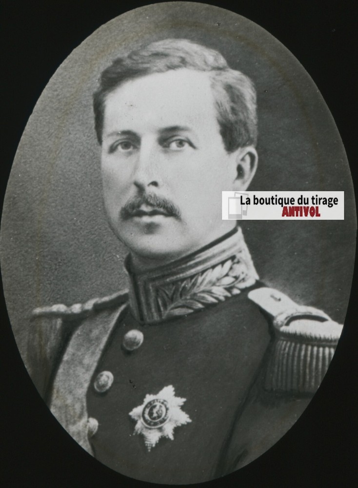 Albert I Of Belgium, Photo Glass Plaque, Black & White, Positive 8.5×10 Cm