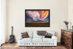 Storm Photography Print – Picture of Supercell Thunderstorm Over Field in Kansas