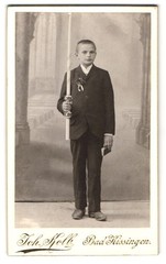 Photograph Joh. Kolb, Bad Kissingen, boy on communion day in suit with long