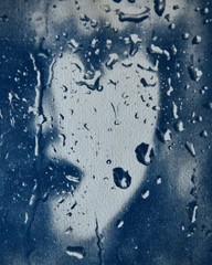 Toned Cyanotype – Original Handmade Fine Art Photo – Abstract, Surreal Portrait