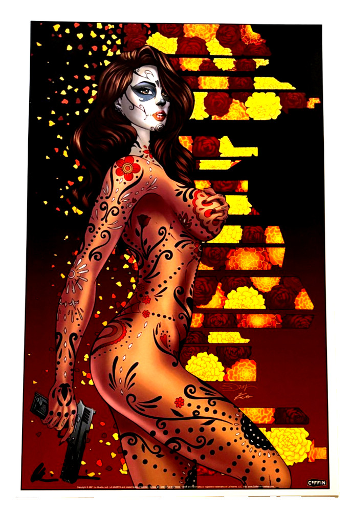 LA MUERTA EXCLUSIVE SIGNED COFFIN CUSTOM LIMITED EDITION ART PRINT COA NM+
