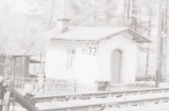 Two old negative pictures – barrier guard house??? No 32 And Tracks
