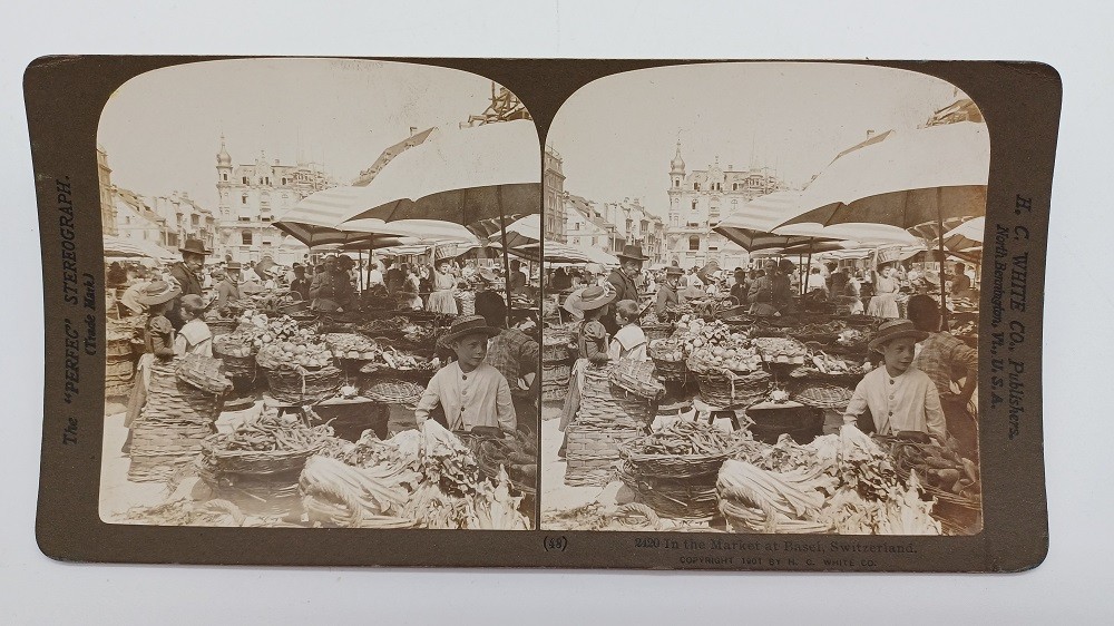 S829/Stereo Photo Basel Market Switzerland 1901
