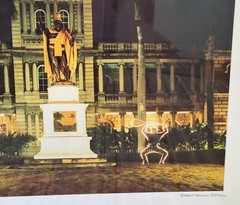 Framed Matted Photo of King Kamehameha With Ghost Warriors Hawaii Signed Sheer