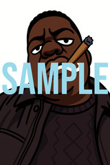 Biggie Notorious BIG Retro Hip Hop Cartoon Caricature Cigar Digital PNG Download