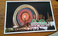 19×13 Digital Art Photograph Carnival Fair At Night Ferris Wheel Popcorn Motion