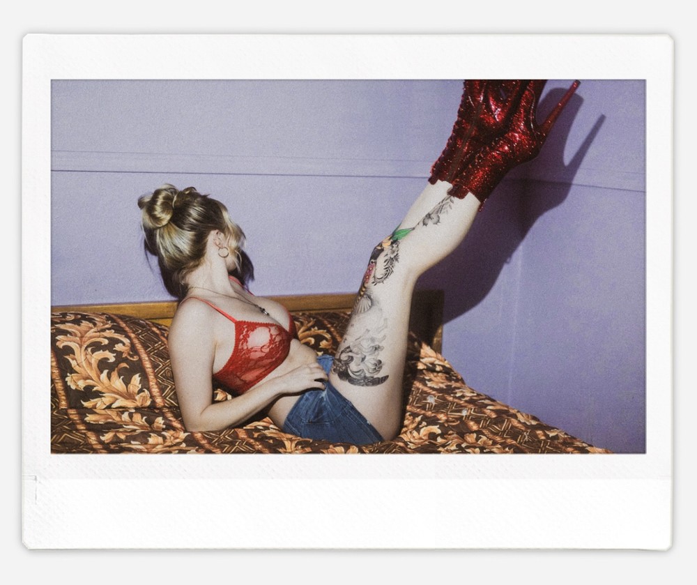 Instax Wide pinup blonde model Jennie Fujifilm Instant Film Photograph
