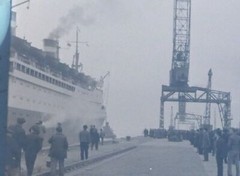 Great Old Negative – Port Arriving Passenger Ship – 1950s??
