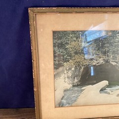 Vintage Framed Photo Of Bridge Over Creek Matted Ready To Hang 12.75”W x 10.75”H